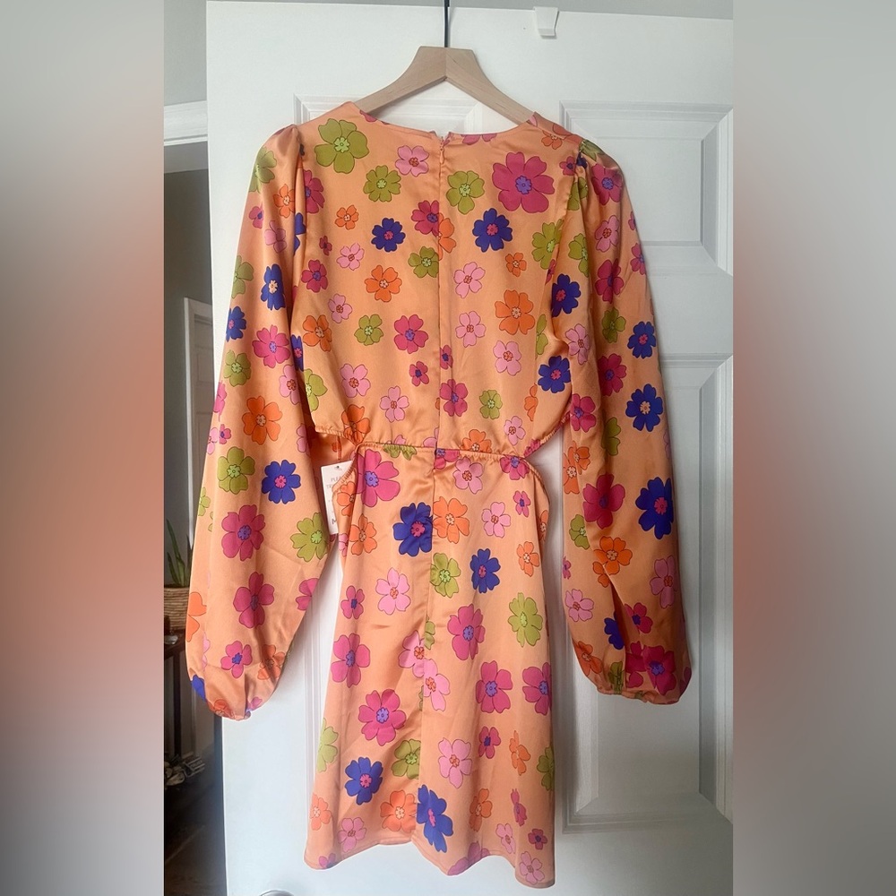 Show Me Your MuMu Floral Mini Dress - Orange and Pink - Picture 3 of 3